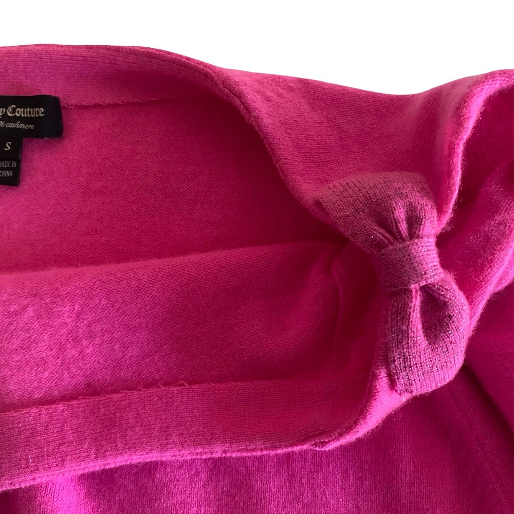 Juicy Couture Cashmere Sweater Pink Bow Glitter Women's Small Y2K Style - Picture 4 of 11